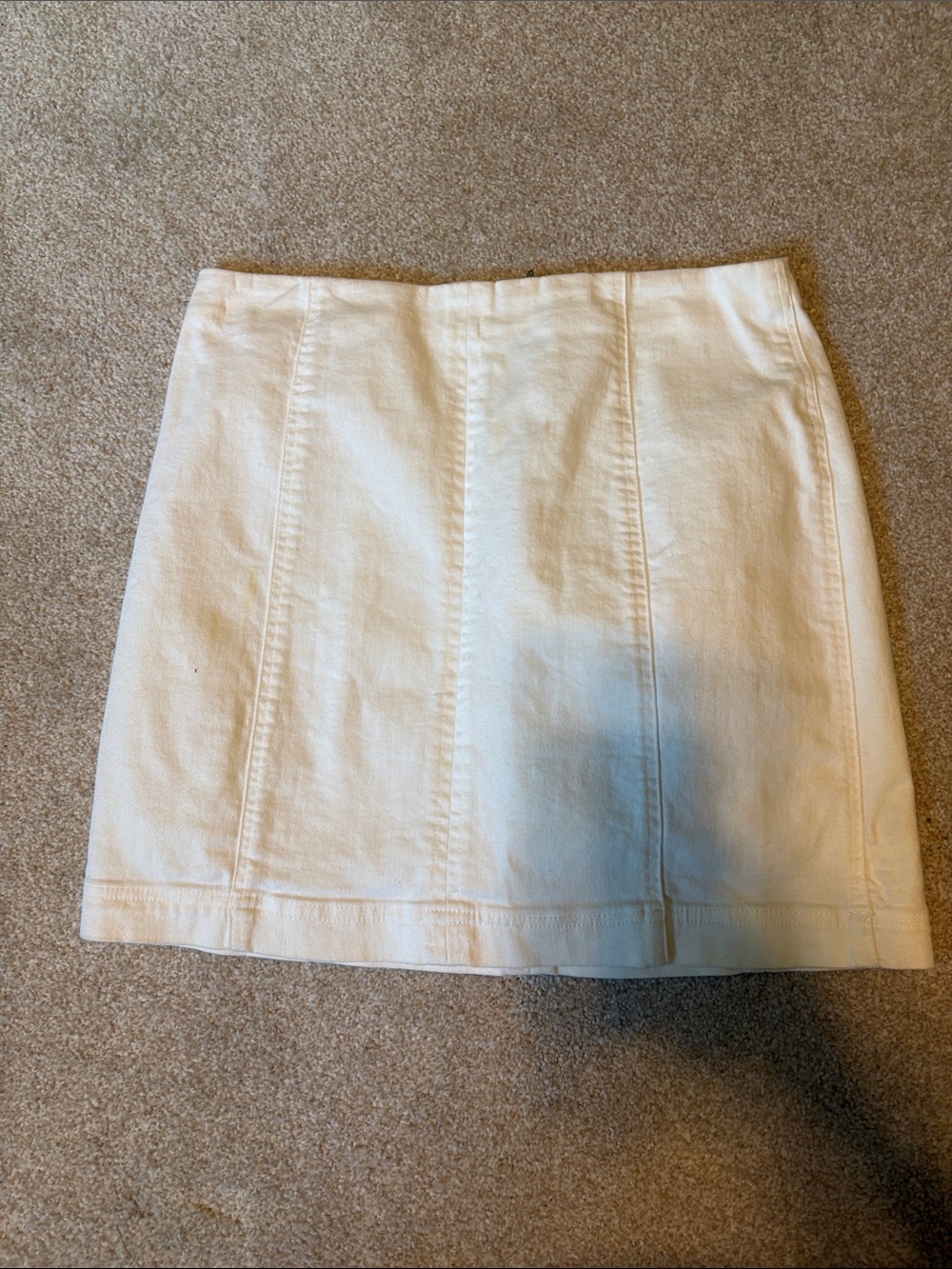 Altar'd State Cream Denim Mini Skirt